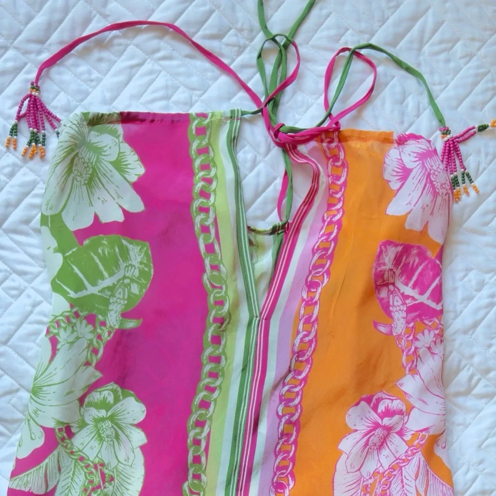 NWT Farm Rio Mixed Scarves Floral Elegance Maxi Cover-Up - XS - Picture 5 of 9